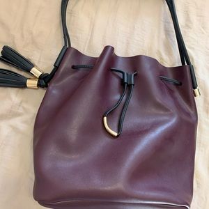 Vince Camuto plum tassel shoulder hobo bag
